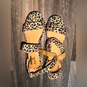 Qupid Leopard Animal Print Platform Sandals